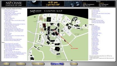 Screen shot of the campus map section of the digital sign
