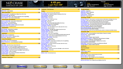 Screen shot of the directory section of the digital sign